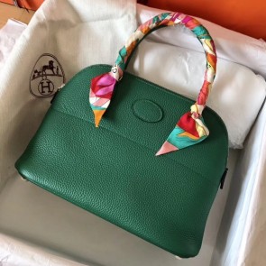Hermes Vert Vertigo Clemence Bolide 27cm Handmade Bag Replica HJ00970
