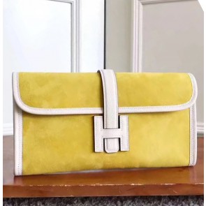 Hermes Yellow Suede Jige Elan 29 Clutch Bag HJ00897