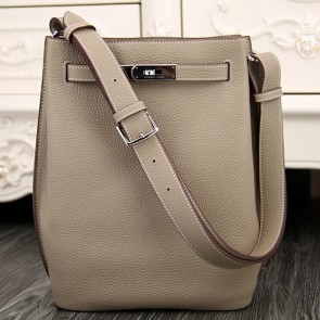 High End Hermes So Kelly 22cm Bag In Grey Leather HJ00863