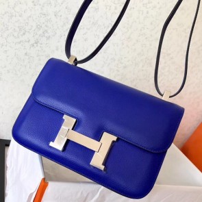 High Quality Knockoff Hermes Epsom Constance 24cm Blue Electric Handmade Bag HJ00139