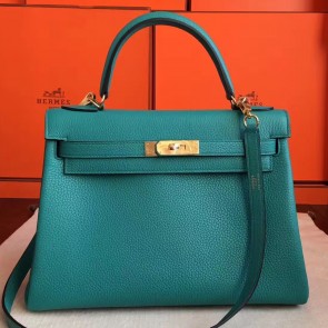 Imitation AAA Hermes Blue Paon Clemence Kelly Retourne 32cm Handmade Bag HJ00704