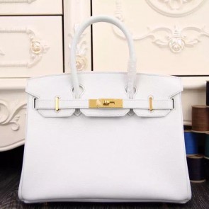 Imitation Hermes Birkin 30cm 35cm Bag In White Epsom Leather HJ00246