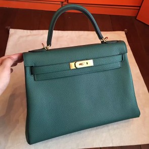 Imitation Hermes Malachite Clemence Kelly Retourne 32cm Handmade Bag HJ00120