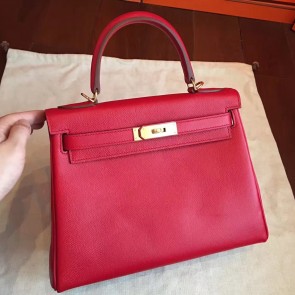 Imitation Hermes Red Epsom Kelly 32cm Sellier Handmade Bag HJ00669