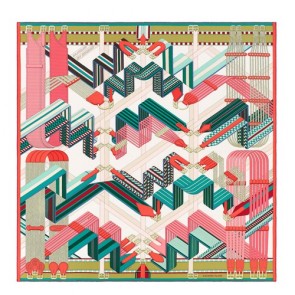 Imitation Hermes White Sangles En Zigzag Silk Scarf Replica HJ00665