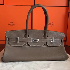 Imitation Luxury Hermes Grey JPG Shoulder Birkin 42cm Bag HJ01236