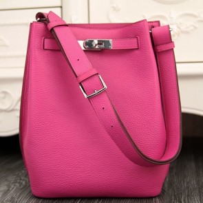 Knockoff Hermes So Kelly 22cm Bag In Rose Red Leather HJ00540