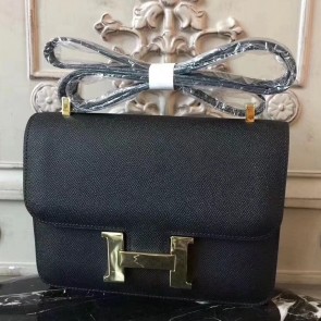 Knockoff High Quality Hermes Black Constance MM 24cm Epsom Leather Bag HJ00887