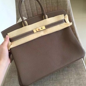 Knockoff Luxury Hermes Etoupe Clemence Birkin 30cm Handmade Bag HJ00731