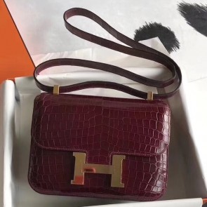 Knockoff Perfect Hermes Constance 24cm Bourgogne Porosus Crocodile HJ01213