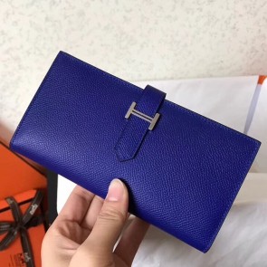 Knockoff Replica Luxury Hermes Blue Electric Epsom Bearn Gusset Wallet HJ00170