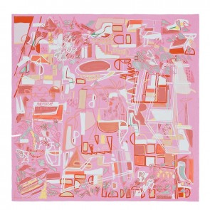 Luxury Imitation Hermes Pink Modernisme Tropical Scarf 140cm HJ00346