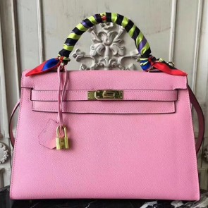 Luxury Replica Hermes Pink Epsom Kelly 32cm Sellier Bag HJ00681