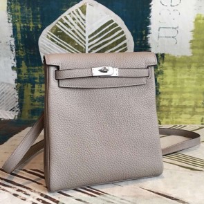 New AAA Hermes Gris Asphalt Clemence Kelly Ado PM Backpack HJ01212