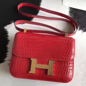 Perfect Hermes Constance 24cm Braise Porosus Crocodile HJ00054