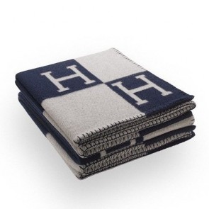 Perfect Replica Hermes Dark Blue Avalon Blanket HJ01000