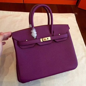 Replica Designer Hermes Cyclamen Clemence Birkin 25cm Handmade Bag HJ01012