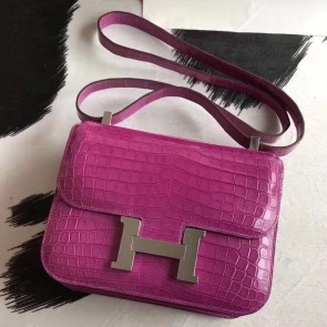 Replica Fake Hot Hermes Constance 24cm Rose Scheherazade Porosus Crocodile HJ00929