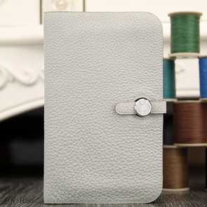 Replica Faux Hermes Dogon Combine Wallet In White Leather HJ00818