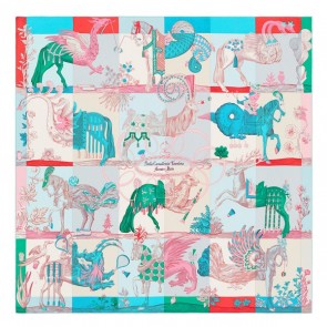 Replica Hermes Aqua Della Cavalleria Favolosa Silk Twill Scarf Replica HJ00726