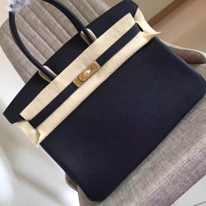 Replica Hermes Black Clemence Birkin 35cm Handmade Bag HJ00345