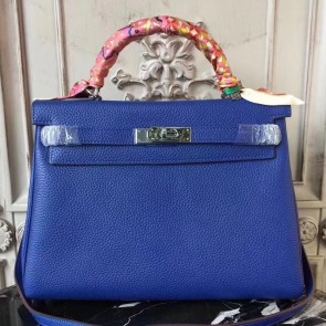 Replica Hermes Blue Electric Clemence Kelly 28cm Bag Replica HJ00058