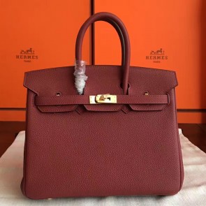 Replica Hermes Bordeaux Clemence Birkin 25cm Handmade Bag HJ00260