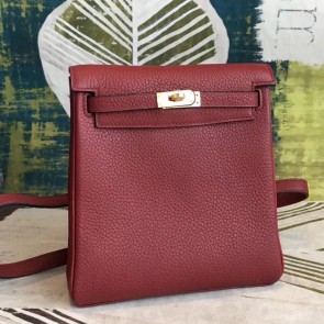 Replica Hermes Bordeaux Clemence Kelly Ado PM Backpack HJ00111