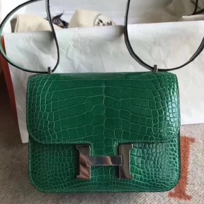 Replica Hermes Constance 24cm Green Porosus Crocodile HJ00629