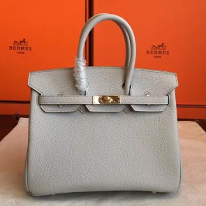 Replica Hermes Pearl Grey Clemence Birkin 30cm Handmade Bag HJ00198