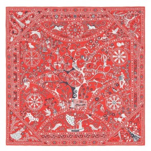 Replica Hermes Red Peuple Du Vent Bandana Shawl HJ00132