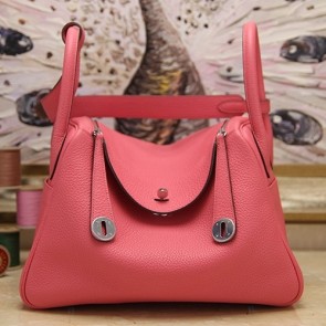 Replica Hermes Rose Lipstick Clemence Lindy 30cm Bag HJ00547
