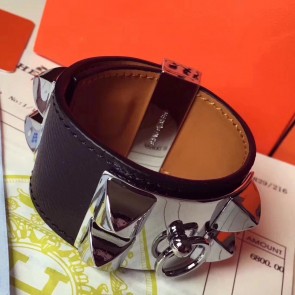 Replica High End Hermes Black Epsom Collier De Chien Bracelet Size S HJ00760