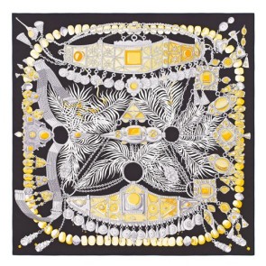 Replica High End Hermes Black Parures Precieuses Silk Shawl HJ01013