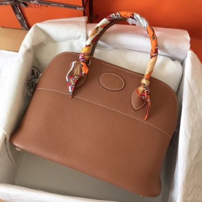 Replica Hot Hermes Gold Clemence Bolide 35cm Handmade Bag HJ01103