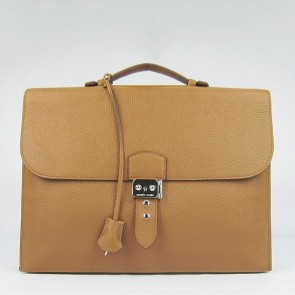 Replica Knockoff Hermes Brown Sac A Depeches 38cm Briefcase Bag HJ00666