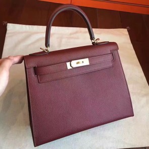 Replica Replica Designer Hermes Bordeaux Epsom Kelly Sellier 28cm Handmade Bag HJ01029
