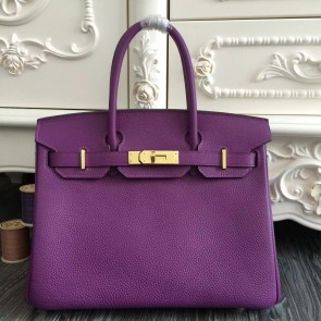 Top Quality Hermes Birkin 30cm 35cm Bag In Purple Clemence Leather HJ00642