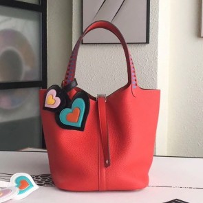 Wholesale Hermes Red Picotin Lock 22cm Braided Handles Bag HJ01032