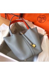 1:1 Hermes Bicolor Picotin Lock MM 22cm Blue Lin Bag HJ00146