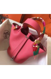 1:1 Hermes Rose Lipstick Picotin Lock PM 18cm Handmade Bag HJ00309