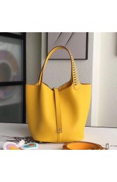 1:1 Replica Hermes Yellow Picotin Lock 22cm Braided Handles Bag HJ00150