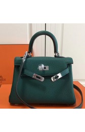 AAA Hermes Malachite Clemence Kelly 20cm PHW Bag HJ00147