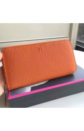 AAA Hermes Orange Clemence Azap Zipped Wallet Replica HJ00799