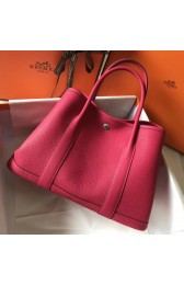 AAAAA Replica AAA Hermes Rose Red Clemence Garden Party 30cm Handmade Bag HJ00725