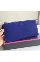 Best Imitation Hermes Blue Electric Clemence Azap Zipped Wallet HJ00484