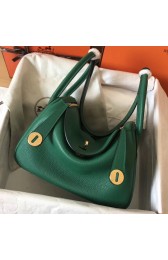 Best Quality Hermes Vert Vertigo Lindy 30cm Clemence Handmade Bag HJ00716