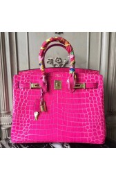 Best Quality Imitation Hermes Birkin 30cm 35cm Bag In Rose Red Crocodile Leather HJ00826