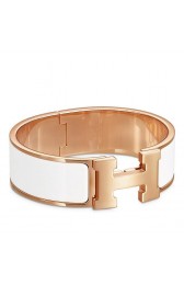 Best Replica Copy High End Hermes White Enamel Clic Clac H PM Bracelet HJ01120