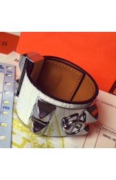 Cheap Copy High Quality Imitation Hermes White Alligator Collier De Chien Bracelet Size S HJ00204